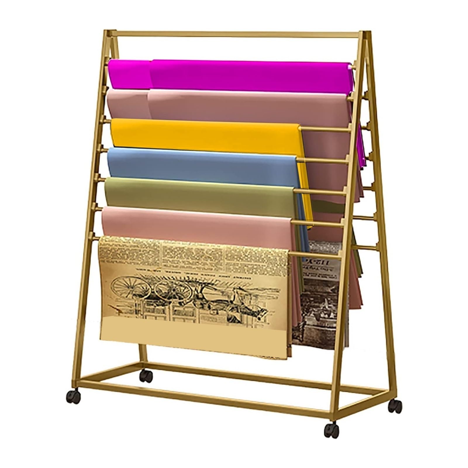 Présentoir portable pour papier cadeau et écharpes chez les fleuristes