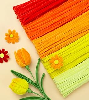 IOOLEEM Orange Pipe Cleaners,200pcs 5 Colors | Chenille Stems for DIY Flower Making & Festival Decor & Party Projects, Pipe Cleaner Crafts, Art and Craft Supplies