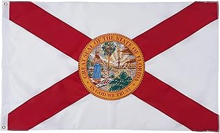 SYII Florida Boat Flag 12x18 Inch, Embroidery State of Floride FL Flags with 2 Brass Grommets, Heavy Duty Nylon Outdoor Banner for Yacht