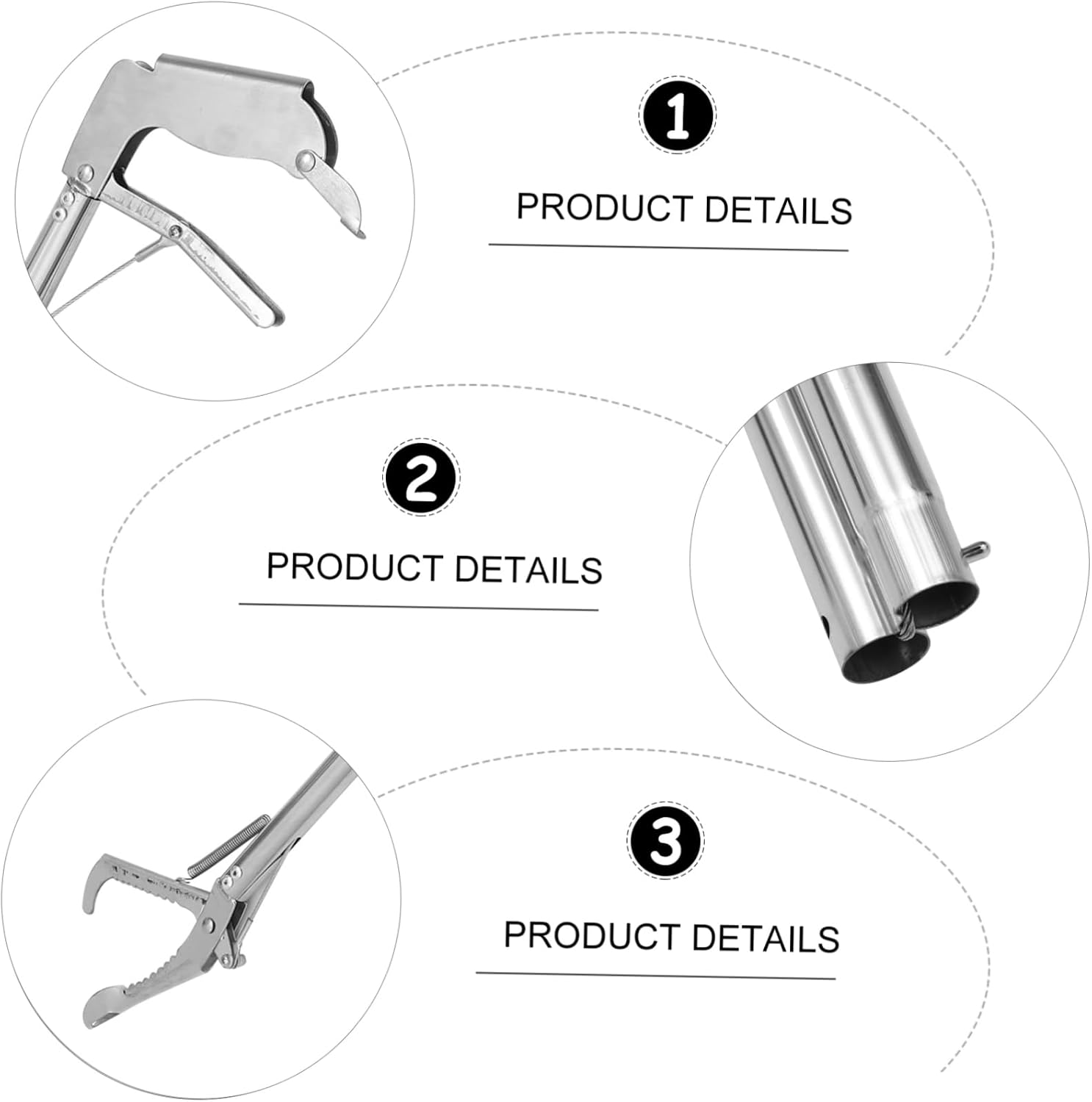 1pc Folding Stainless Steel Snake Catcher Safe Snake Trap Tool for Reptile Handling and Capture