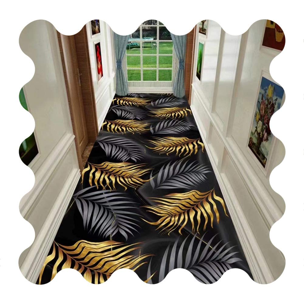 Tapis couloir ZRUYI antidérapant avec motif feuille 3D pour entrée d'allée de 1.2x8m