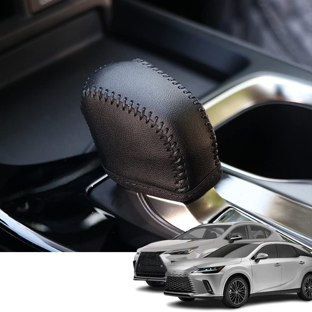 Custom Interior Accessories for Lexus NX 250 350 350h 450h+ 2022 2023 RX 350 350h 450h+ 500h Leather Automatic Gear Shift Knob Cover,Transimission Boots Shift Lever Sheath(Black Stitches)