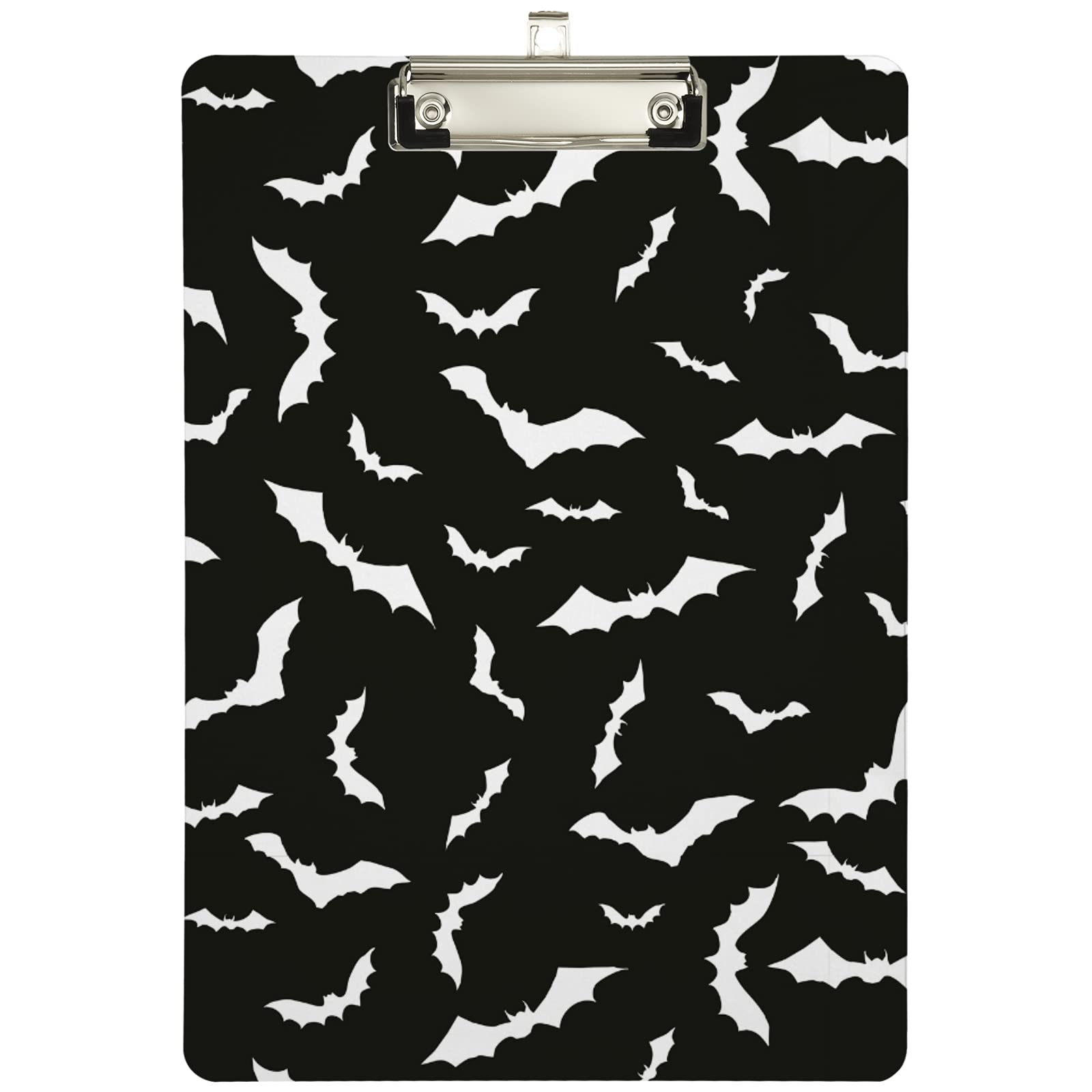 Naanle Stylish Bats Halloween Pattern Custom Acrylic Clipboard with Sliver Low Profile Clip, Decorative for Students, Office, School, Nurses(12.5" x 9