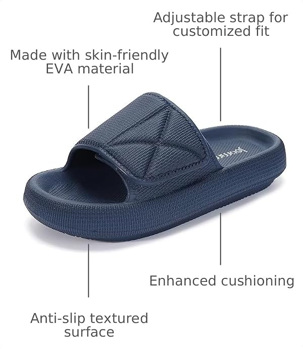 Joomra Womens Adjustable Pillow Slippers Mens House Slides Blue W4-4.5/M3-4 by Joomra - Used condition - Image 3