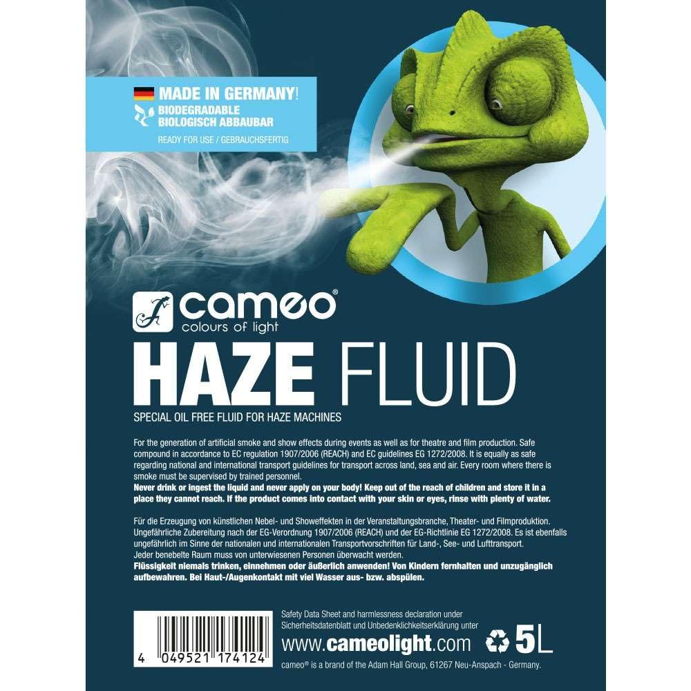 1 x Cameo CLFHAZE5L 5 Liter HAZE FLUID Fazer Dunst feine Nebeldichte und lange Standzeit, Spezialfluid für Hazer, ölfrei