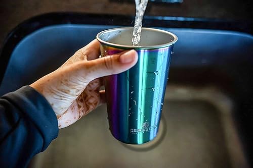 Miniatura 10 de Greens Steel - Vasos de acero inoxidable de alta calidad de 16 onzas paquete de 4 vasos de metal de alta calidad taza apilable y duradera