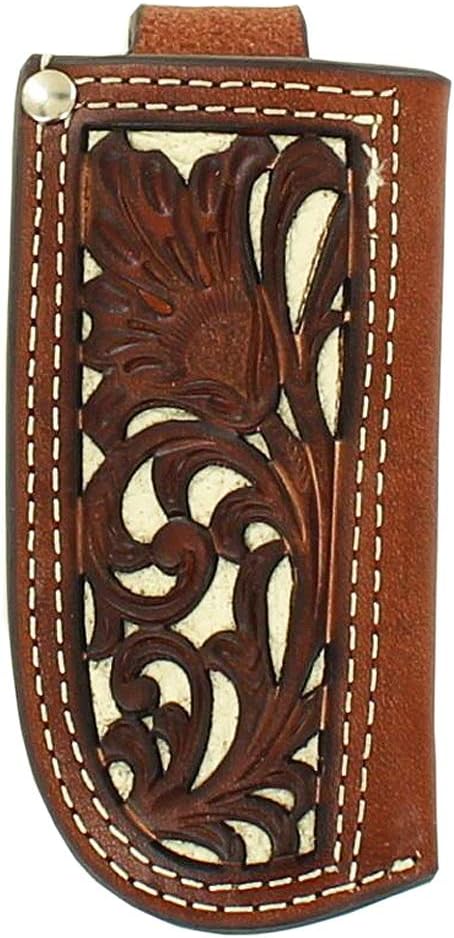Nocona Pierced Leather Pocket Knife Sheath Ivory