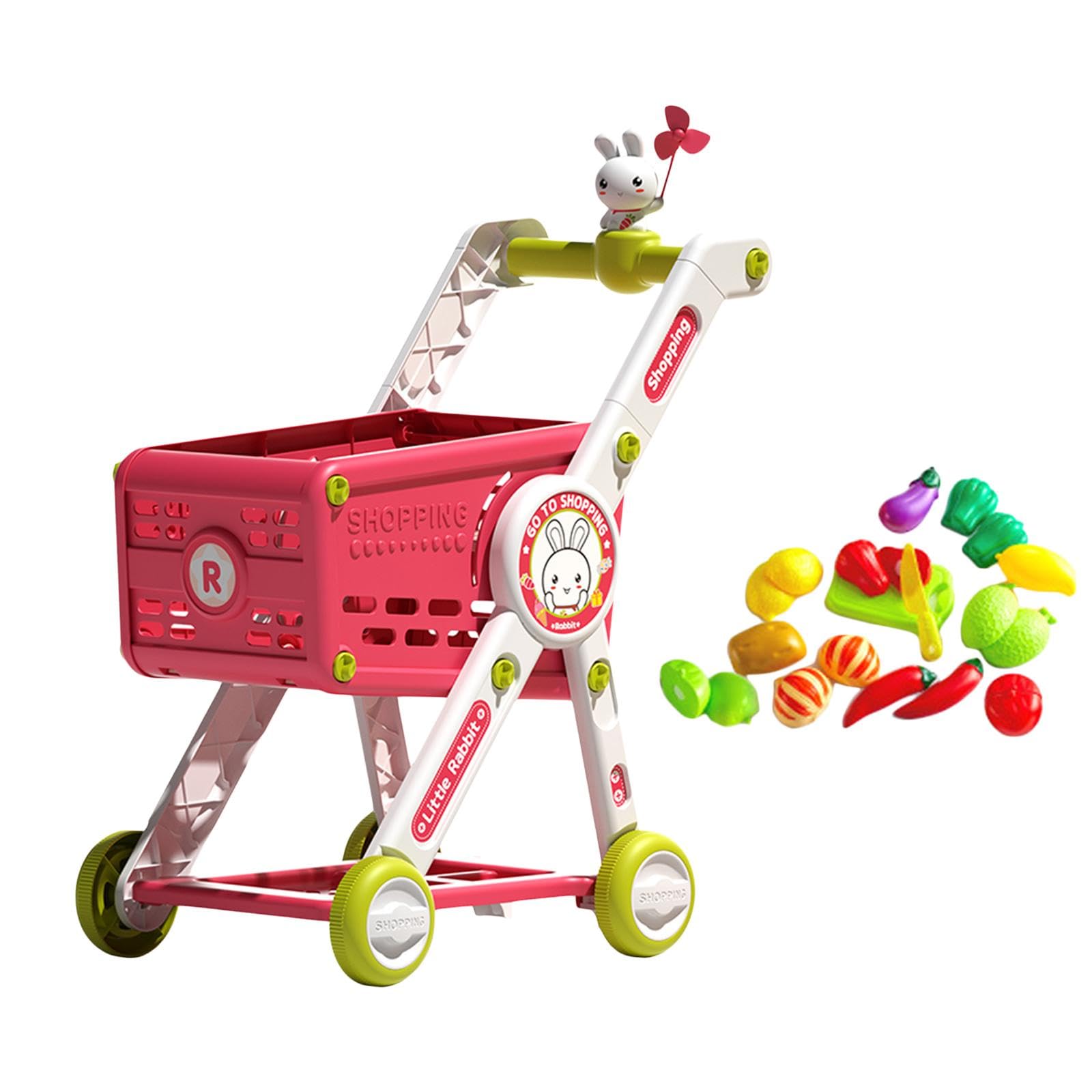 13 Stück Einkaufswagen Kinder Spielzeug Supermarkt Trolley Rollwagen Lebensmittel Zubehör Realistisches Supermarkt Erlebnis Und Kreativer Fotorequisit, mit Spielzubehör