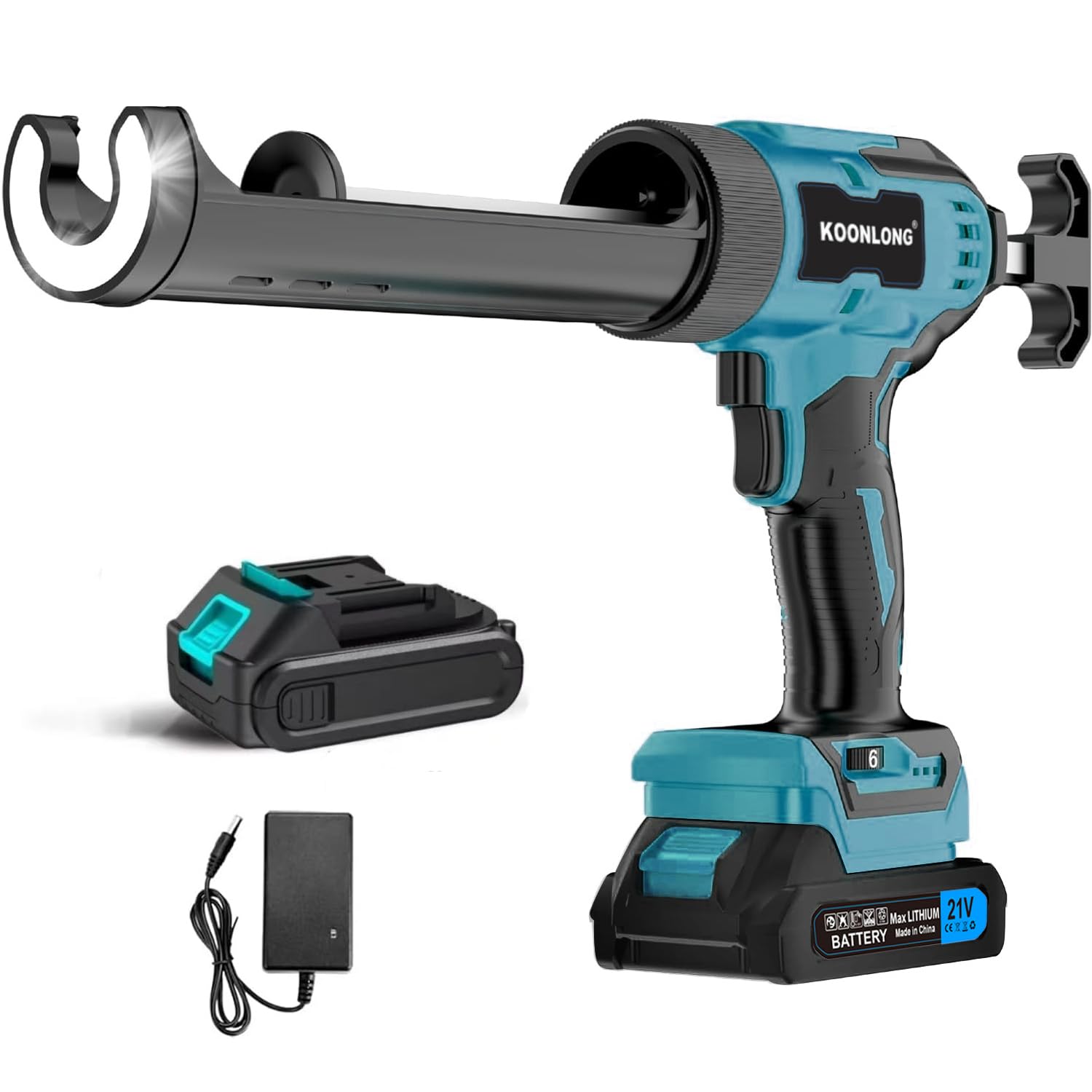 Akku Kartuschenpresse für Makita Akkus, Akku-Kartuschenpistole Elektrische Silikonpistole mit 2.0Ah Batterie und Ladegerät,6 Geschwindigkeiten,LED-Licht,Akku Silikonspritze für 300ml-Kartuschen