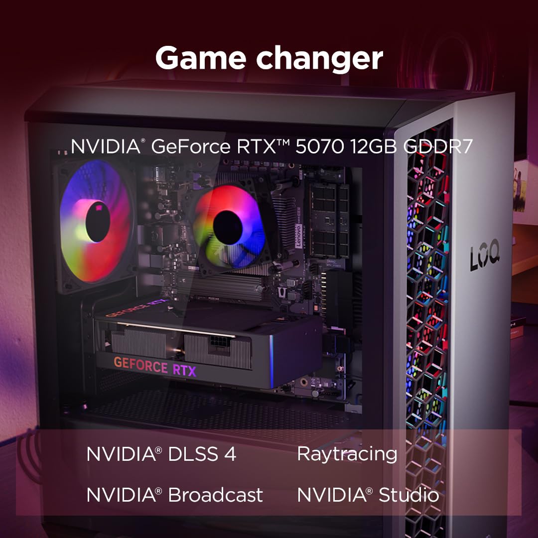 Lenovo LOQ Tower Gaming Desktop-PC | AMD Ryzen 7 8745HX | 16RAM | 1TB | NVIDIA GeForce RTX 5060 | Windows 11 | 26L | Luna Grau-Eclipse Black | 3 Monate GamePass | 3 Monate Premium Care