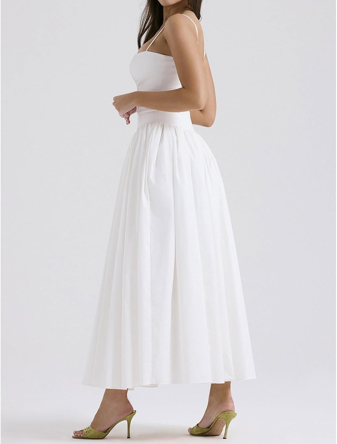 Women's Long Halter Dresses Square Neck Ruffle Hem A-Line Suitable for Coctail Club Night Out Dresses - Image 6