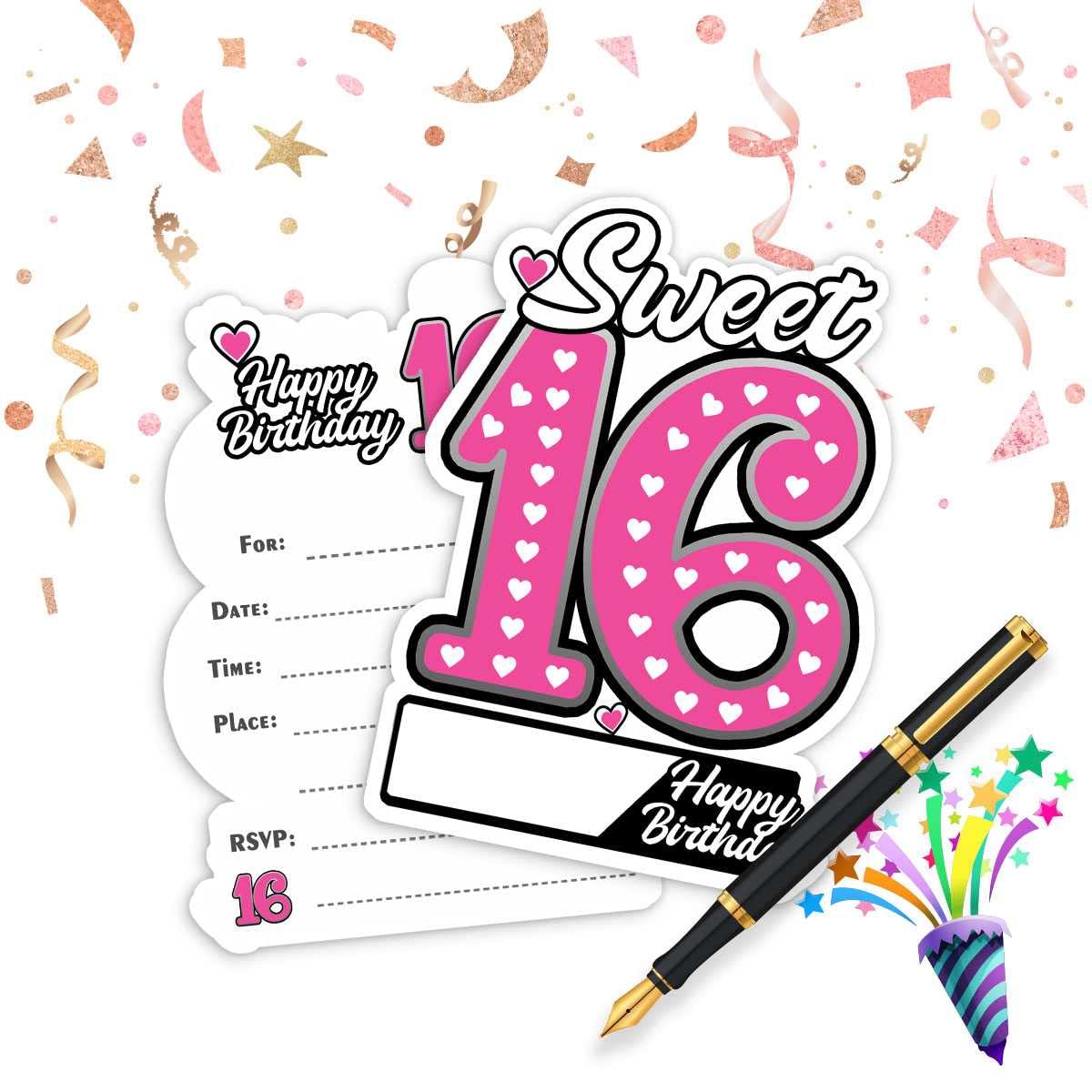 16th-birthday-party-invitation-with-envelopes-happy-sweet-16-girl-gift-party-invitation-20-set-amazon-sg-toys for 16th Birthday Free Sweet 16 Printables 16th Birthday party Invitation with Envelopes, Happy Sweet 16 Girl Gift party Invitation (20 SET) : Amazon.sg: Toys for 16th Birthday Free Sweet 16 Printables