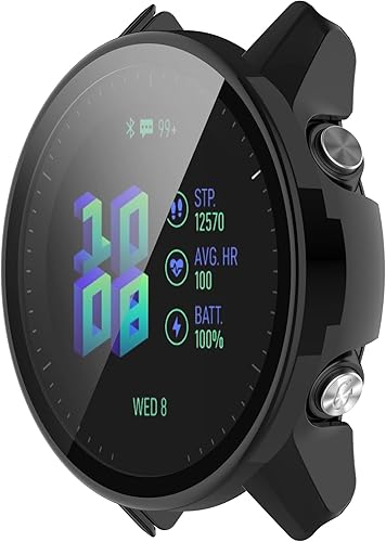 Miniatura 2 de Funda protectora compatible con Garmin Forerunner 955955, protector de pantalla solar, vidrio templado, policarbonato duro, cubierta completa,