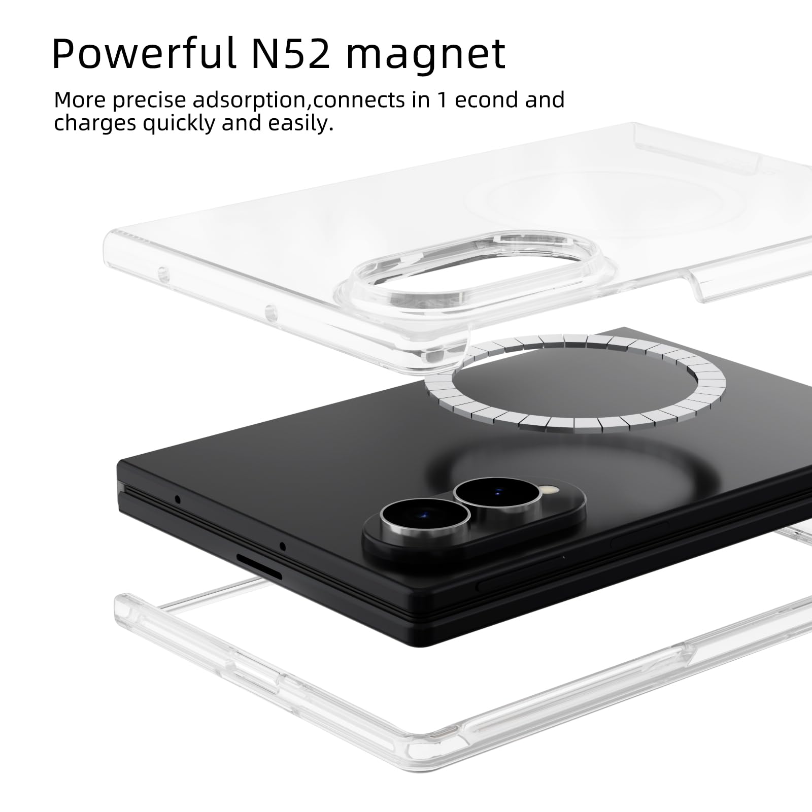 Custodia magnetica trasparente per Samsung Galaxy Z Fold 8, compatibile con fotocamera Magsafe e protezione dello schermo, anti-ingiallimento, antigraffio, antiurto, sottile, trasparente