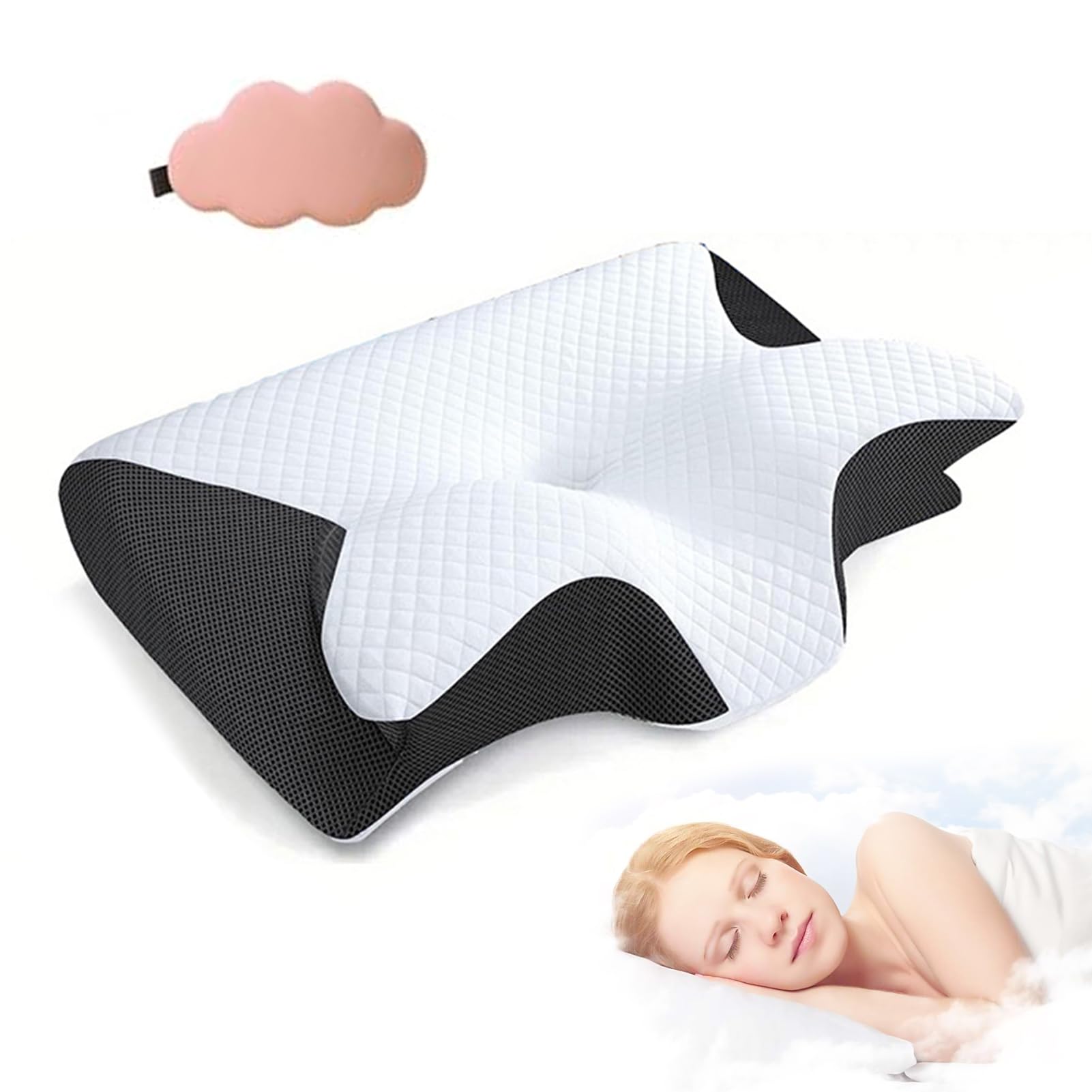 AiR Conditioning Pillow High ブラック4DXHigh Memory Foam Ergonomic Contour Neck Support Pillows with Cooling