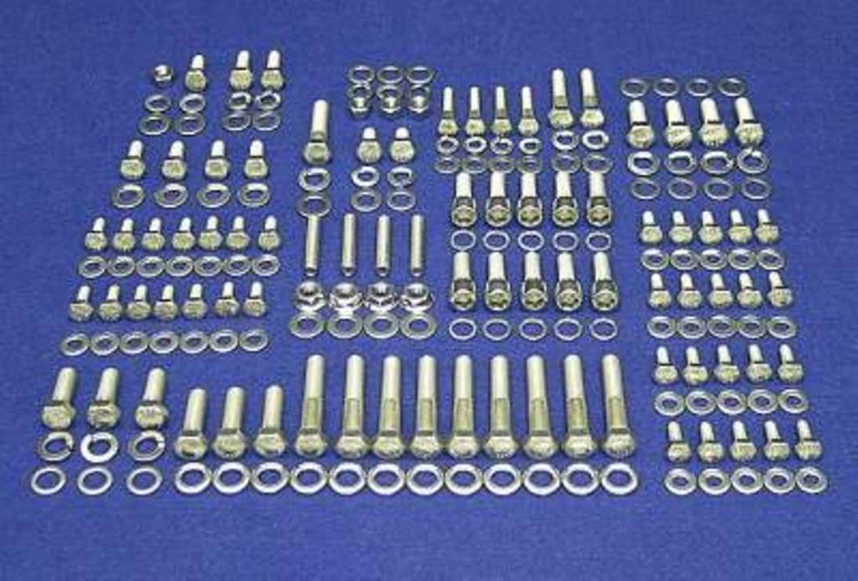 Compatible with Oldsmobile OLDS 260 307 350 400 403 425 and 455 V-8 Stainless Engine HEX Bolt KIT