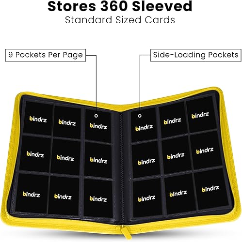 Miniatura 4 de bindrz Carpeta con cremallera para tarjetas coleccionables  Carpeta de tarjetas premium de 9 bolsillos para 360 tarjetas con funda, bolsillos