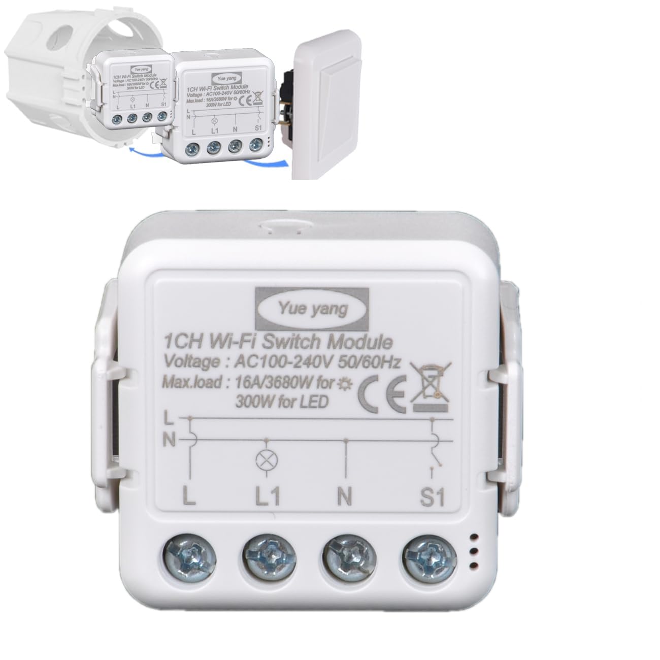 Yueyang Interruttore Intelligente Luce, 16A mini wifi Smart Switch module Compatibile con Alexa e Google Home, DIY Smart Home, smart life app (1)