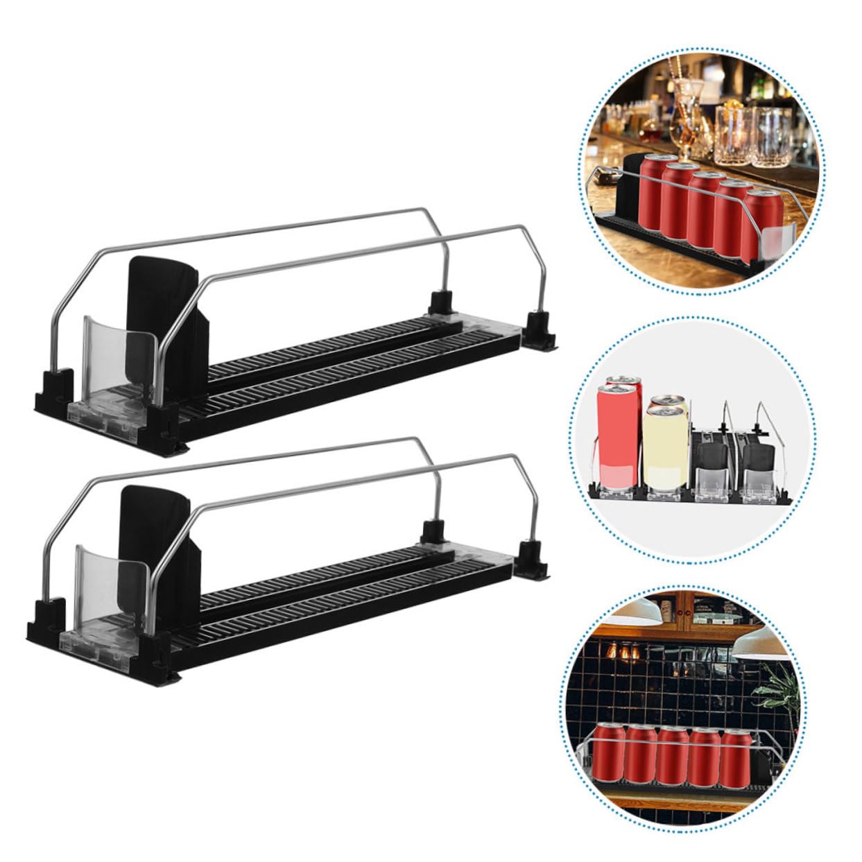 Paquete de 2 latas de refresco para estante de refrigerador, máquina expendedora de bebidas, dispensador automático de bebidas para latas y botellas, extractor de bebidas que ahorra espacio para