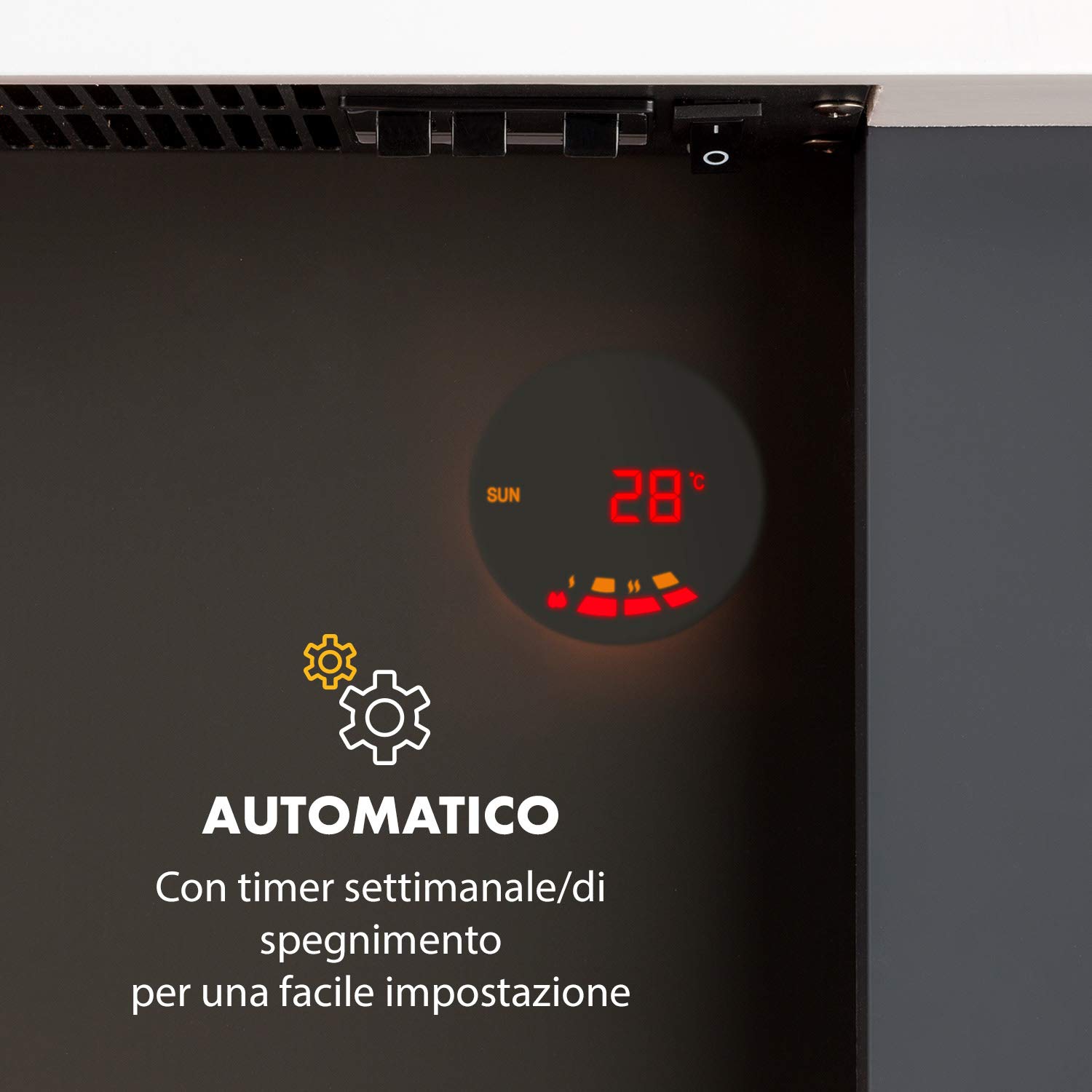 Klarstein Camino Elettrico Basso Consumo, Camino da Terra per Soggiorno, Elettrico da Parete, Caminetto 2000W, Finto Decorativo LED, Telecomando, Timer, Controllo Temperatura