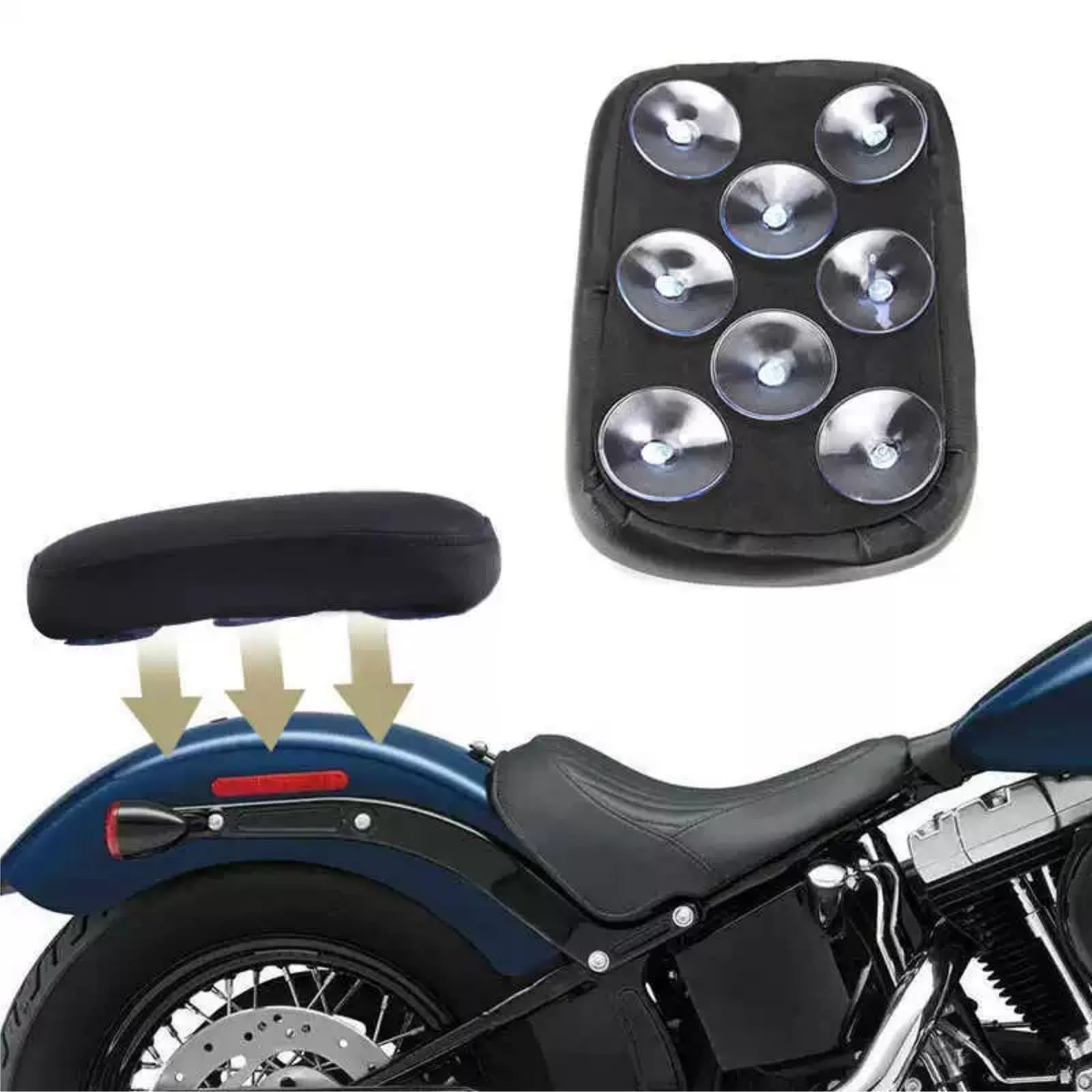 Coussin Siège Moto, Coussin Passager Arrière Universel 8 Ventouses Similicuir Confortable Absorption Chocs pour Conduite Sportive