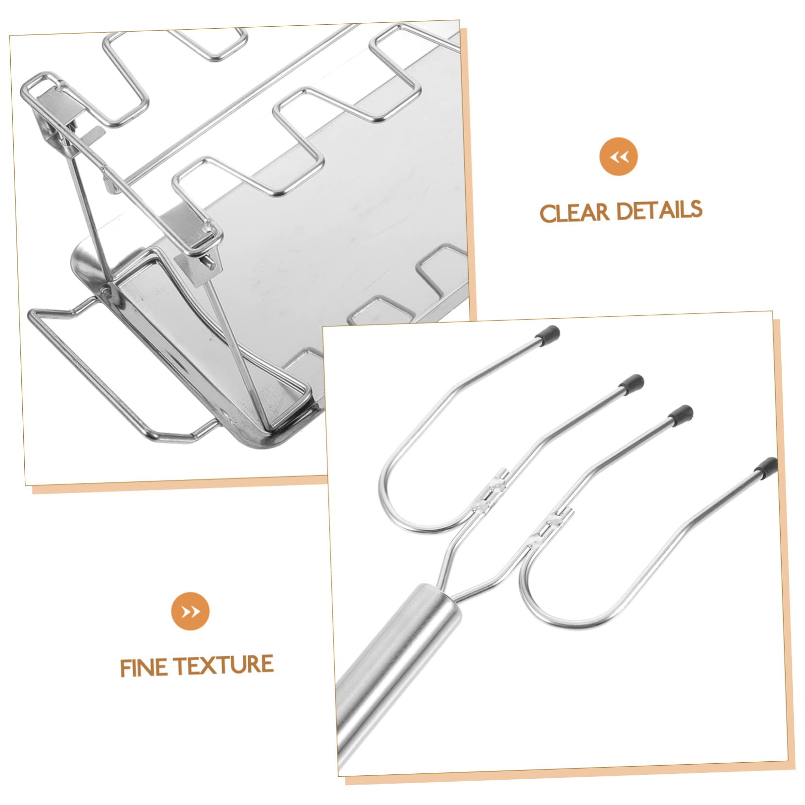 Set Forchetta e Griglia da Arrosto Pieghevoli in Acciaio Inox | Colore Argento, per Campeggio e Barbecue All’aperto, Vassoio e Struttura Pratica