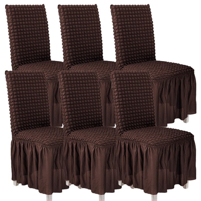 Tedkoo Dining Room Chair Covers set of 6, Removable Washable Kitchen Chair Covers, Decorative Universal Hotel Birthday Party(dark coffee)