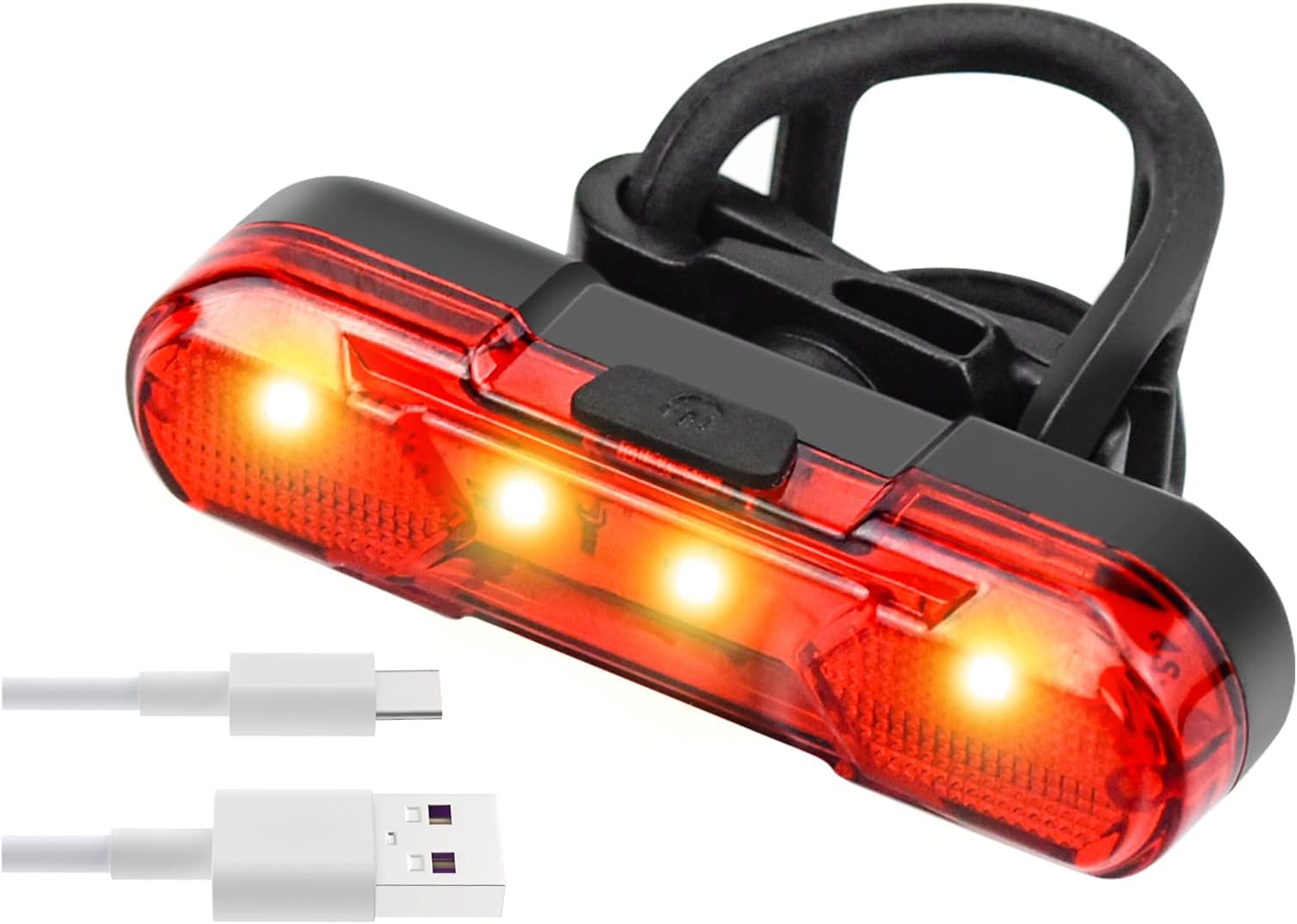 Nerissa Rear Bike Light LED Red Bike Tail Light USB Rechargeable Bicycle Taillight Waterproof High Brightness Bike Back Light for Cycling Helmet Backpack Safety Warning, 4 Steday/Flash Modes (AS1010)