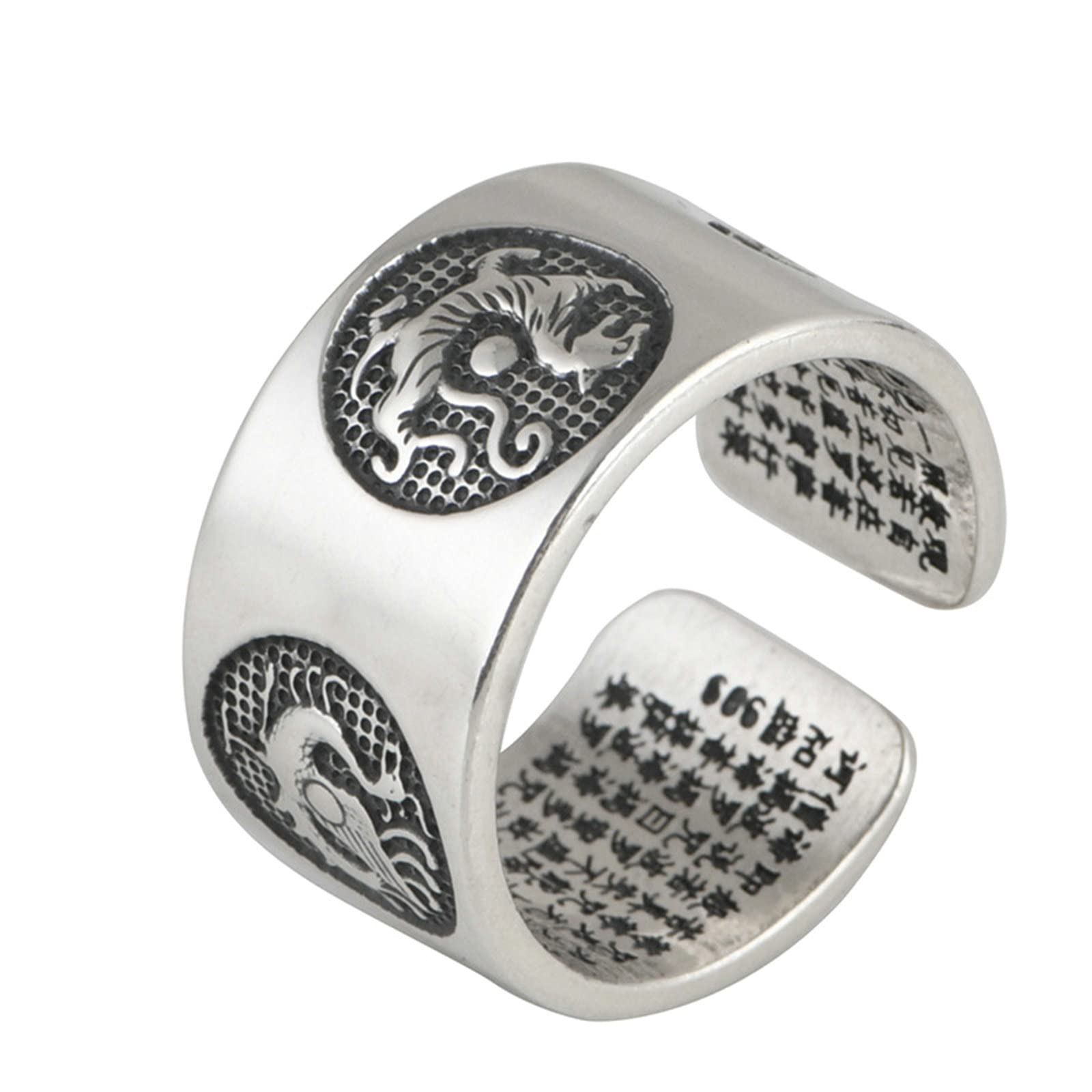 Anillos de boda únicos de plata de ley, anillo ajustable para mujer, diseño de animales antiguos de la suerte