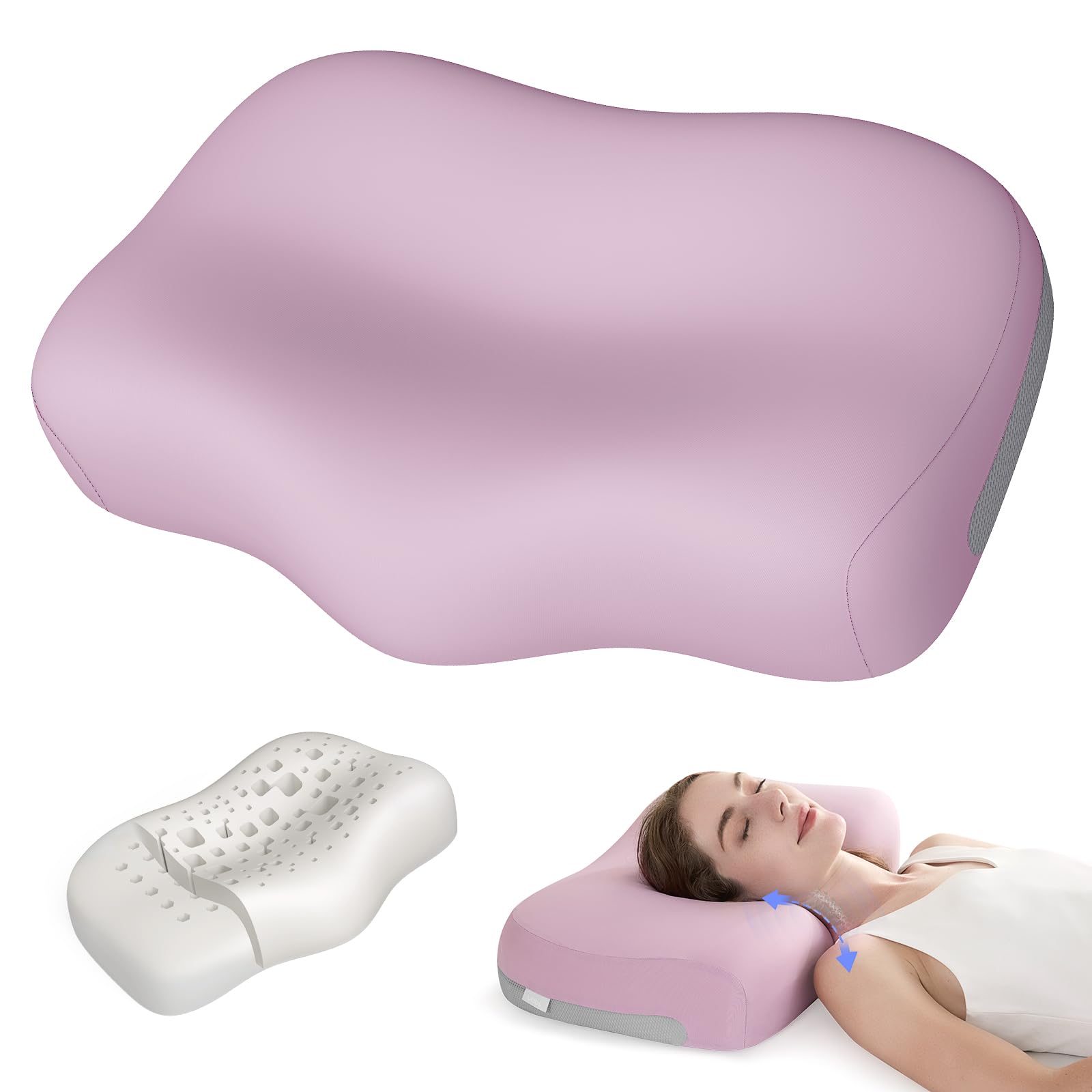 Memory Foam Pillows, Cervical Neck Support Deep Sleep Pillow Ergonomic Contour Pillows, Ventilated Soft Bed Pillow for Side Back Stomach Sleepers, Neck and Shoulder Pain, Dual Core Design Pillows