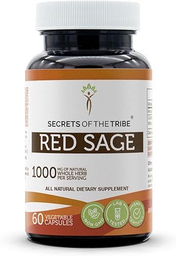 Secrets of the Tribe Red Sage 60 cápsulas, 1000 mg, salvia roja (Dan Shen, Salvia Miltiorrhiza) raíz seca (60 cápsulas)
