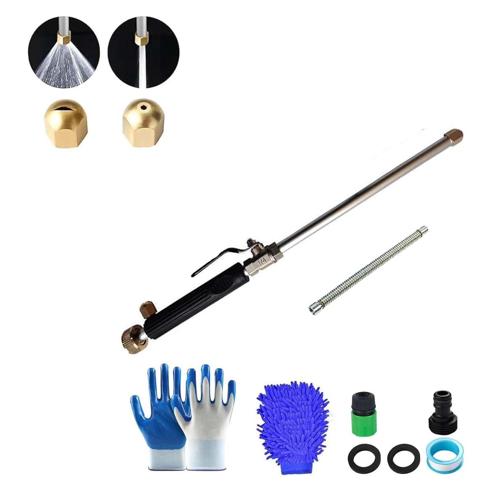 Jetflux Nettoyeur haute pression, buse puissante JetFlux pour tuyau d'eau, tuyau d'arrosage haute pression sans bec avec connecteurs rapides, lavage électrique portable 2 en 1 pour voiture, terrasse