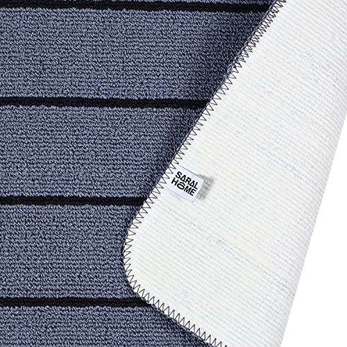 Image of Saral Home 2pc Door Mat Anti-Skid Washable Loop Stripe (Turq. 45X60 cm)