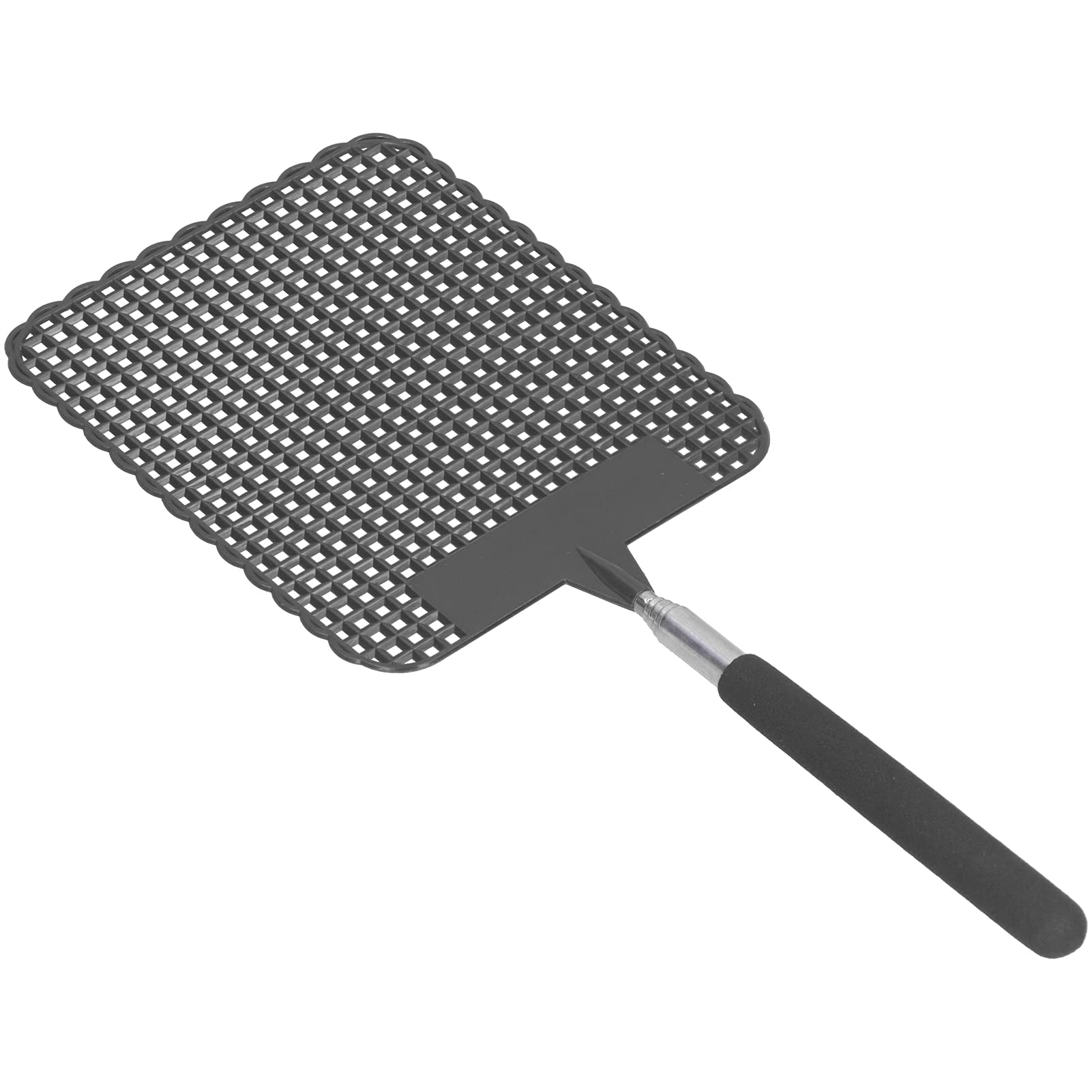 Indoor Fly Swatter, Telescopic Fly Swatter Convenient Plastic with Stainless Steel Rod for Camping and Fishing (Black)