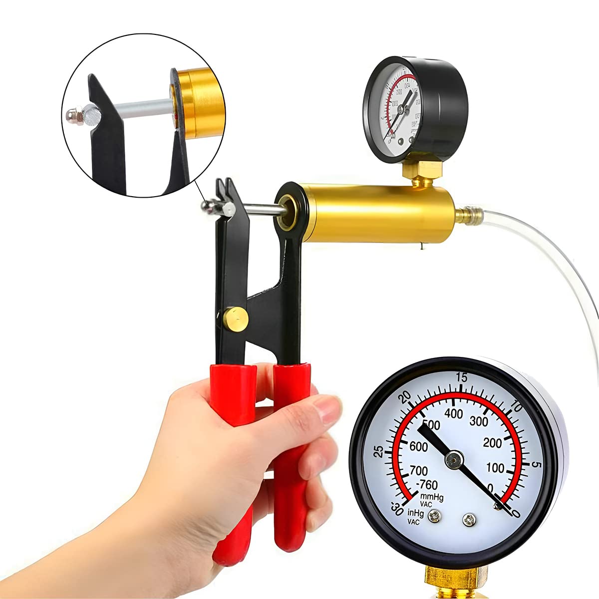 JNNJ Kit di Strumenti di Spurgo del Freno a Vuoto, sotto Vuoto Pompa Freno Adattatore Fluido Freno Kit, Test di Sanguinamento del Vuoto Strumenti, Liquido Freni Kit Cambio Olio Freni Auto e Moto