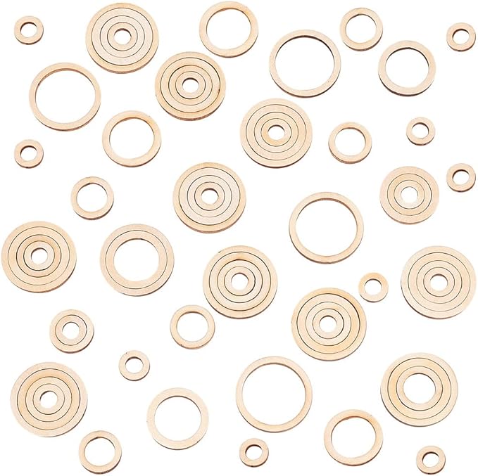 PandaHall 120pcs Round Wood Linking Rings Wooden Discs