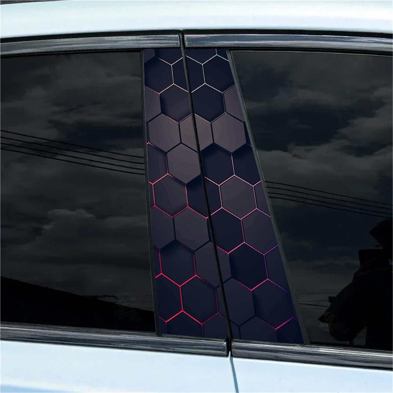 3D Honeycomb Car Decal Car B-Pillar Waterproof Decal Car DIY Car Door Post Decal Covered with Scratch Decal(A-328 style12)