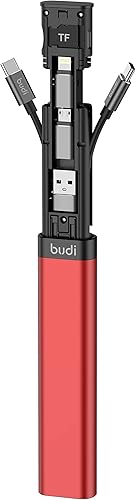 Miniatura 10 de fonefunshop Budi - Cable de carga y sincronización de datos 9 en 1, color negro