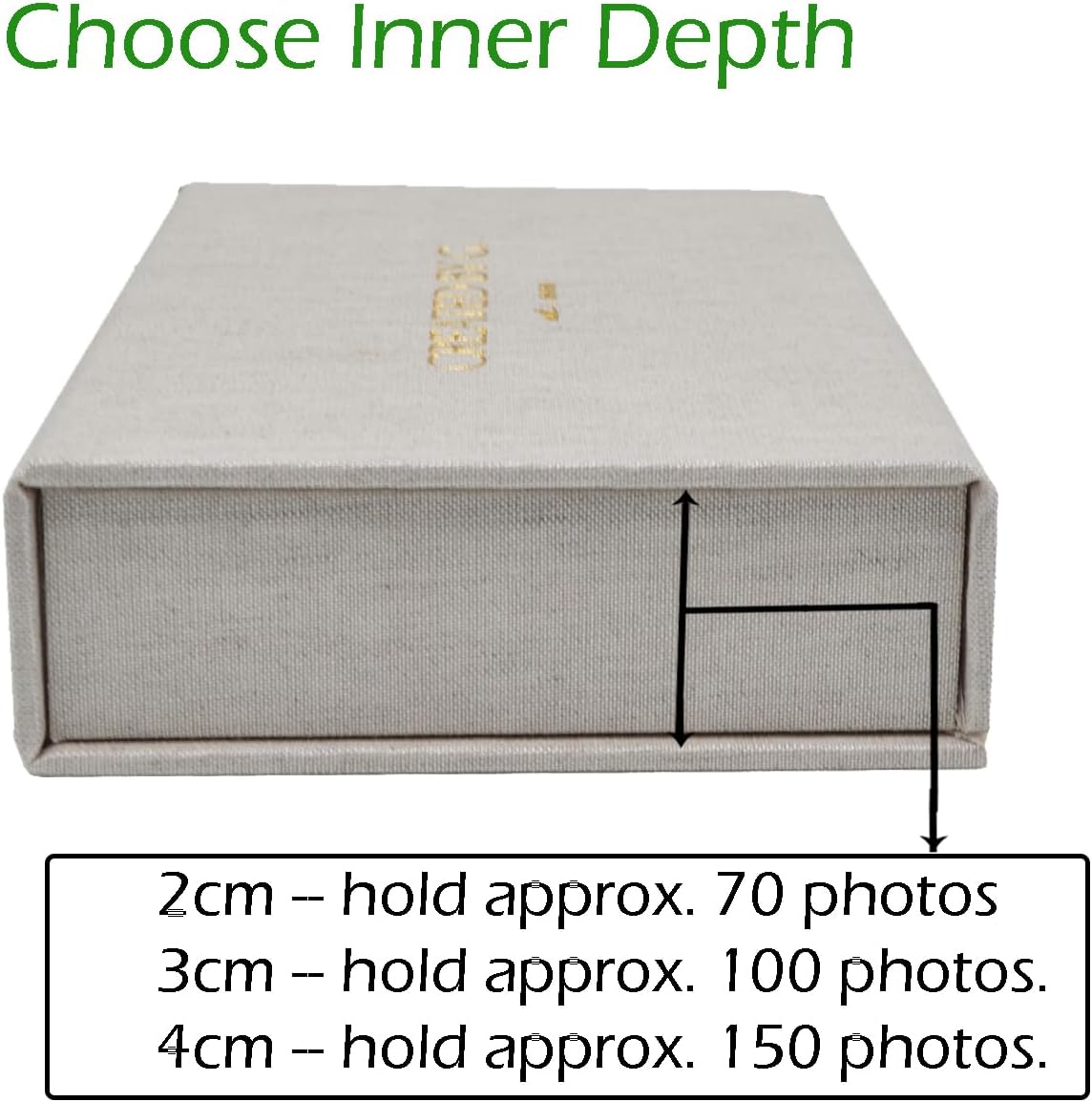 Linen Photo Storage Box, Archival Keepsake Case with Ribbon Tab, for Wedding, Portrait & Travel Photography Prints (Fit 8x10 inch)