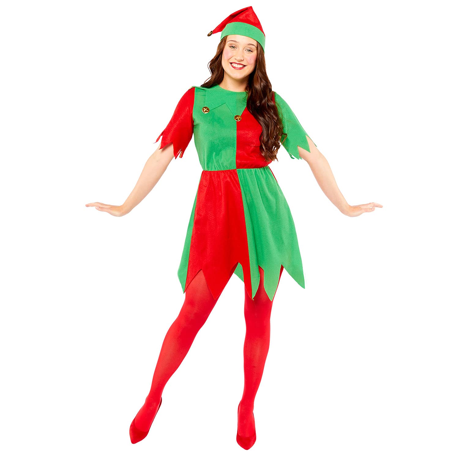 Adult Elf Lady Fancy Dress Christmas Budget Costume (UK Dress 18-20)
