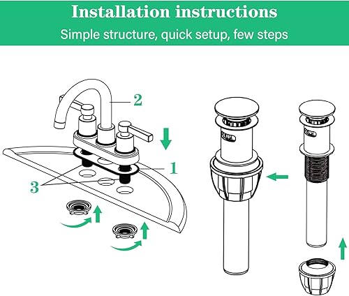 Miniatura 2 de DANAE Grifo de lavabo de baño de 4 pulgadas con 2 manijas para lavabo, color negro