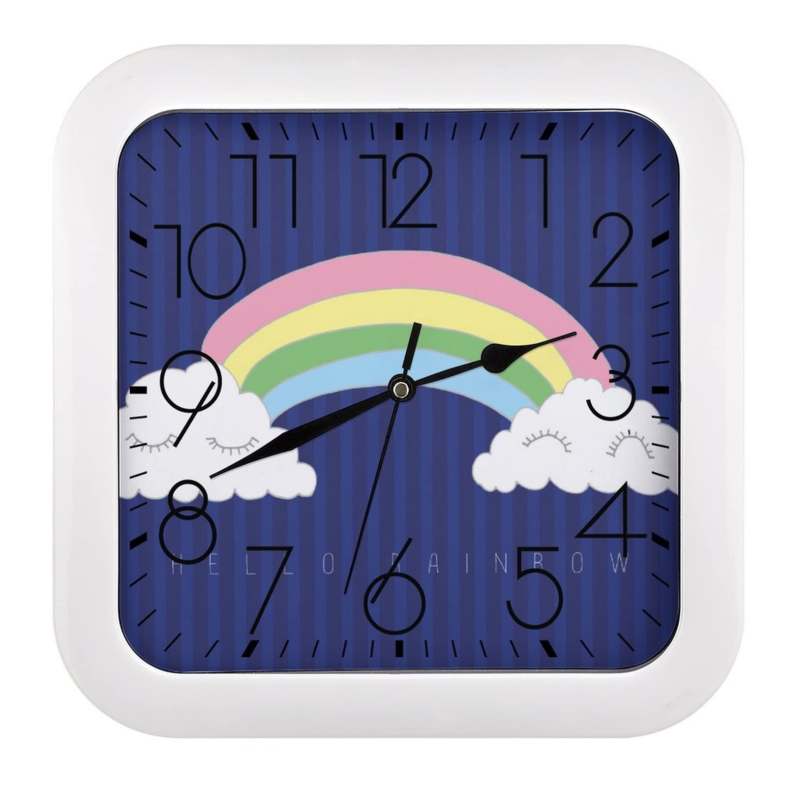 Pendule murale arc-en-ciel moderne et silencieuse 26x26cm pour maison et bureau