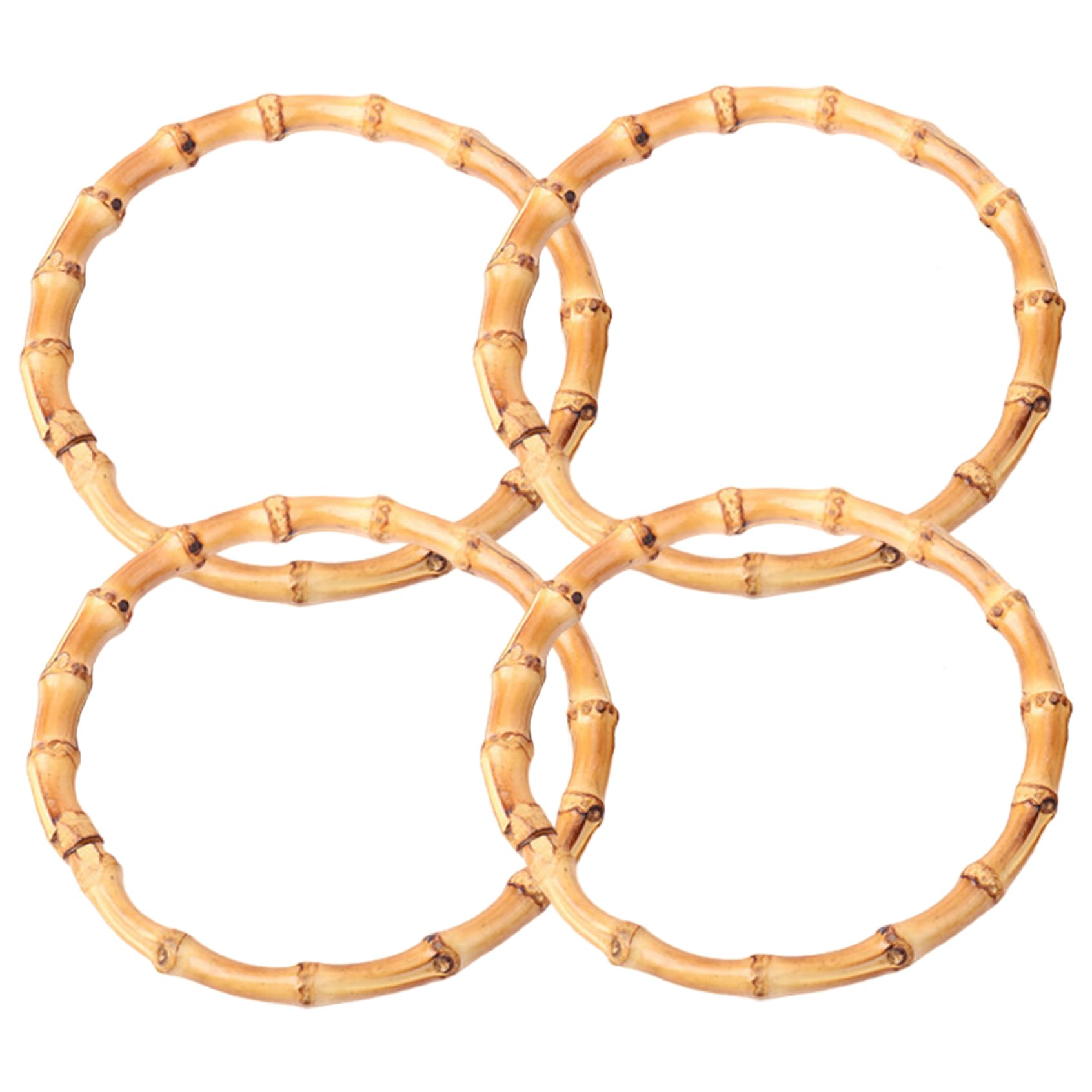 Xweptuy 4Pcs Purse Handles for Crochet Bags, Round Bamboo Purse Handles, Fashion Bag Handle Replacements for Bag Beach Handbags Straw Crafting
