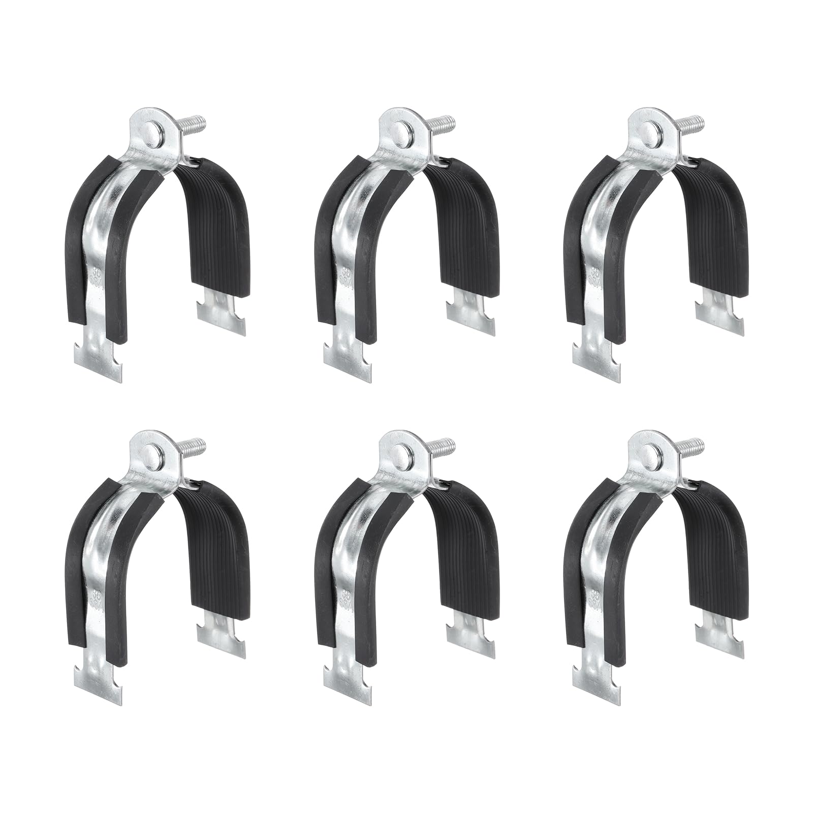 Abrazaderas de amortiguador de 3 pulgadas con goma y pernos para tubos de cobre PEX, 6 uds