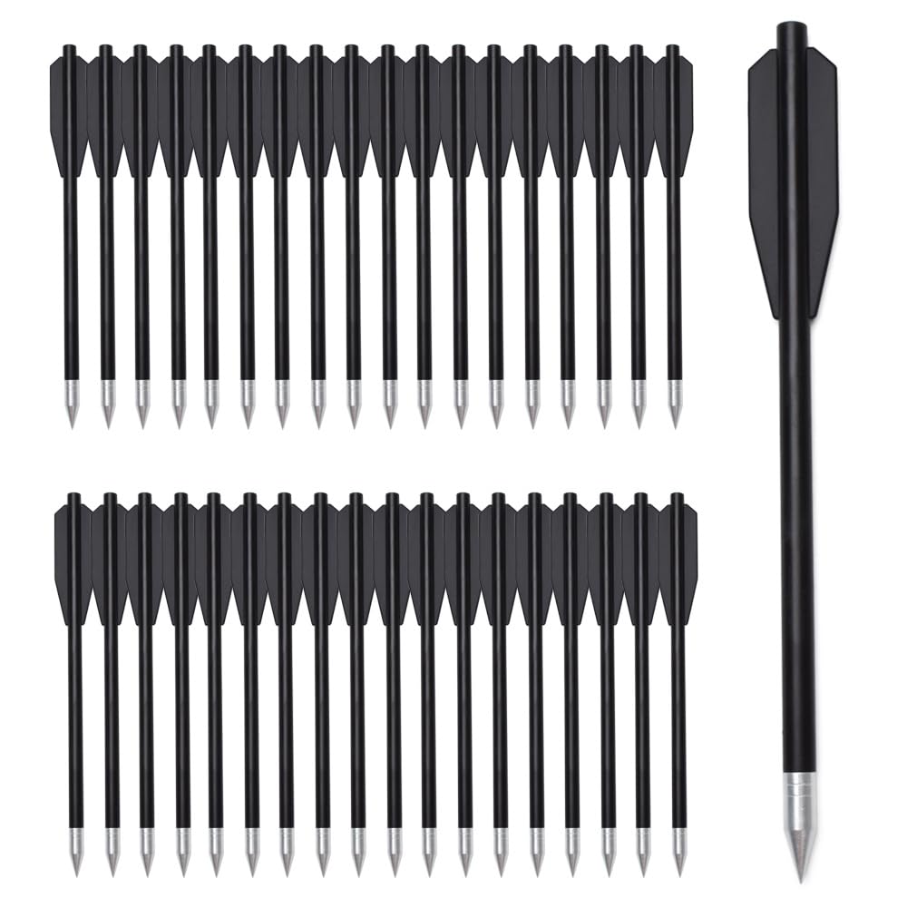 Flèche Arbalète Pistolet en Plastique pour Cible de Fleche arbalete de 50 LB / 80 LB, 6.3" Boulons d'arbalète pour Pratiquer la Cible de tir et la Chasse au Petit gibier (12/36pcs)