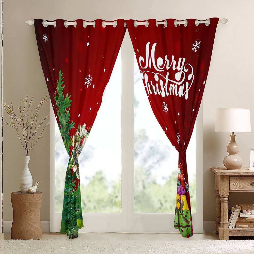Set Van 2 Thermisch Geïsoleerde Verduisteringsgordijnen, Antikou En Warmte 140 X 244 Cm Ondoorzichtig Gordijn Met Ringen Isolatie Licht Uv Decoratie Slaapkamer Huis Woonkamer Interieurs Wijnrood