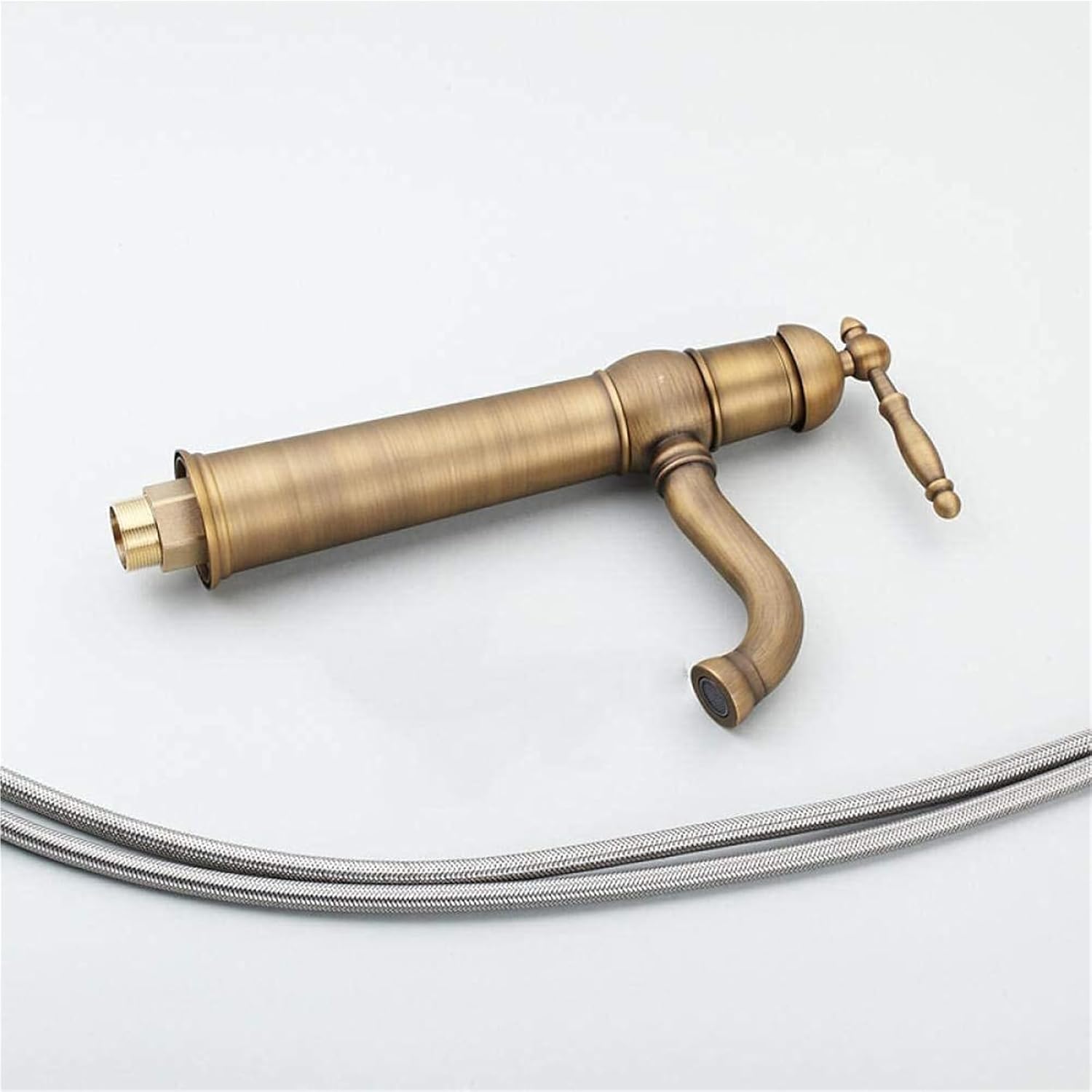 耐久性のある真鍮製キッチンシンク用蛇口 シングルハンドル 360&deg;回転式蛇口 温水・冷水対応 ハイアーク回転吐水口(Large)