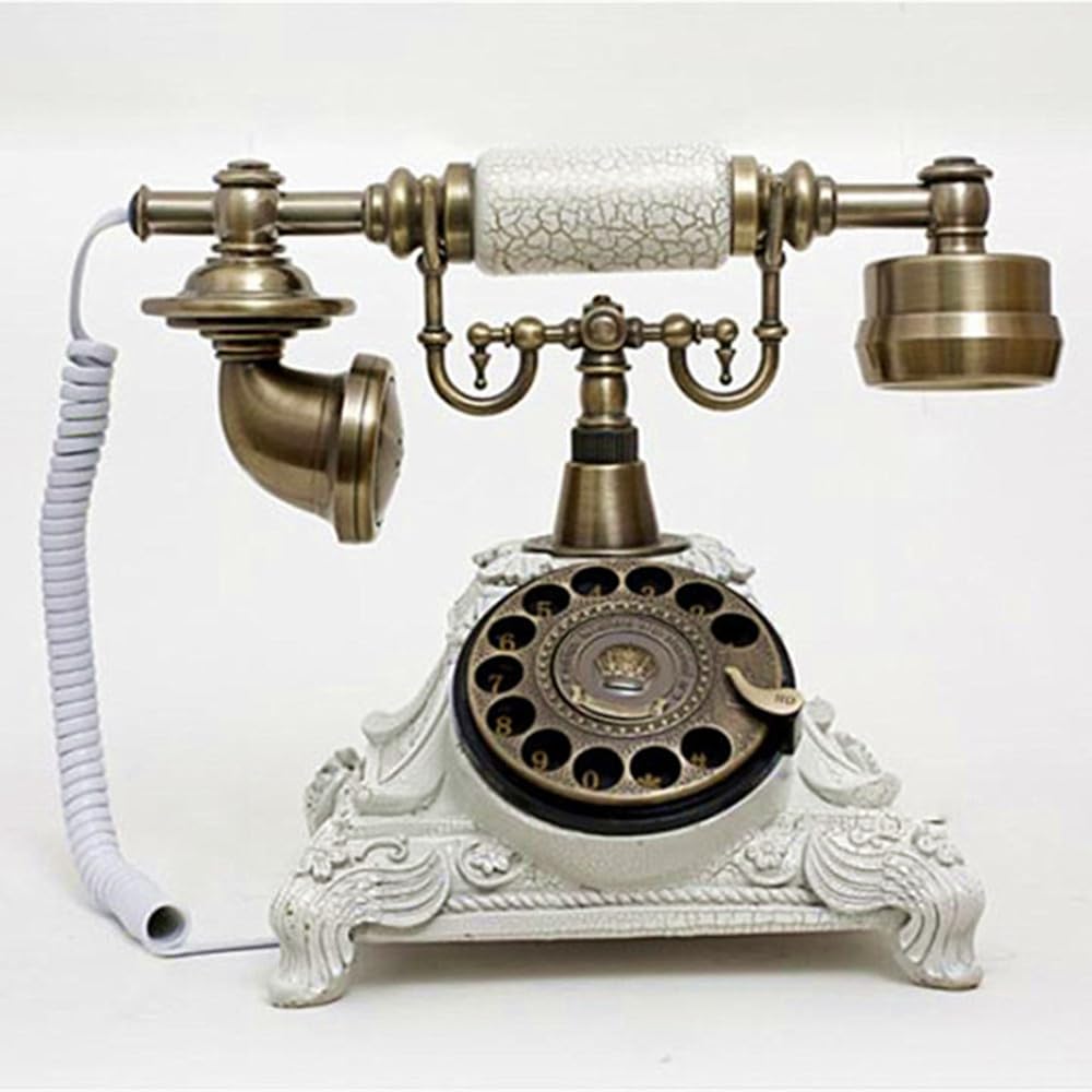 Vintage weiß Harz Nachahmung Kupfer Rotary Retro altmodisch Rotary Dial Haus und Büro Telefon Telefon Haus Wohnzimmer Dekor