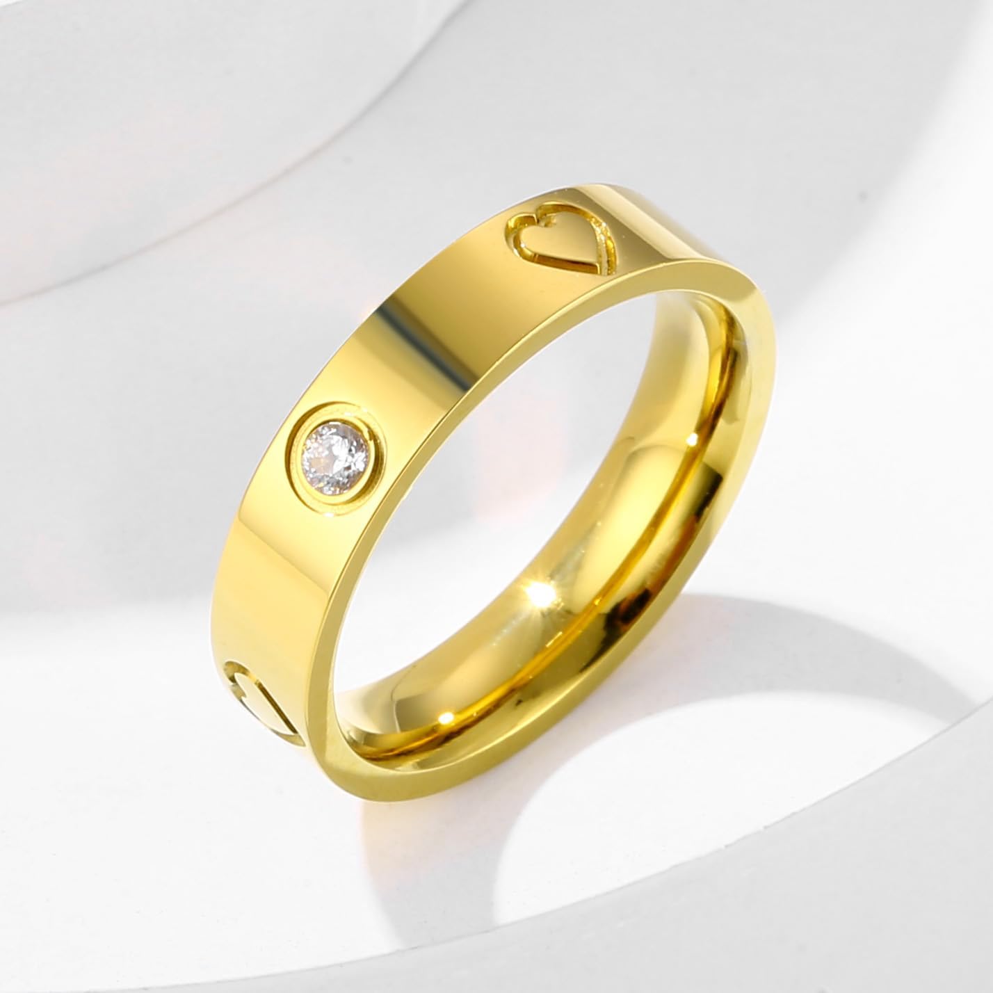 Women Love Friendship Ring 18K Gold Silver Plated Cubic Zirconia Stainless Steel Promise Ring Wedding Band Jewelry Birthday Gifts For - Image 2