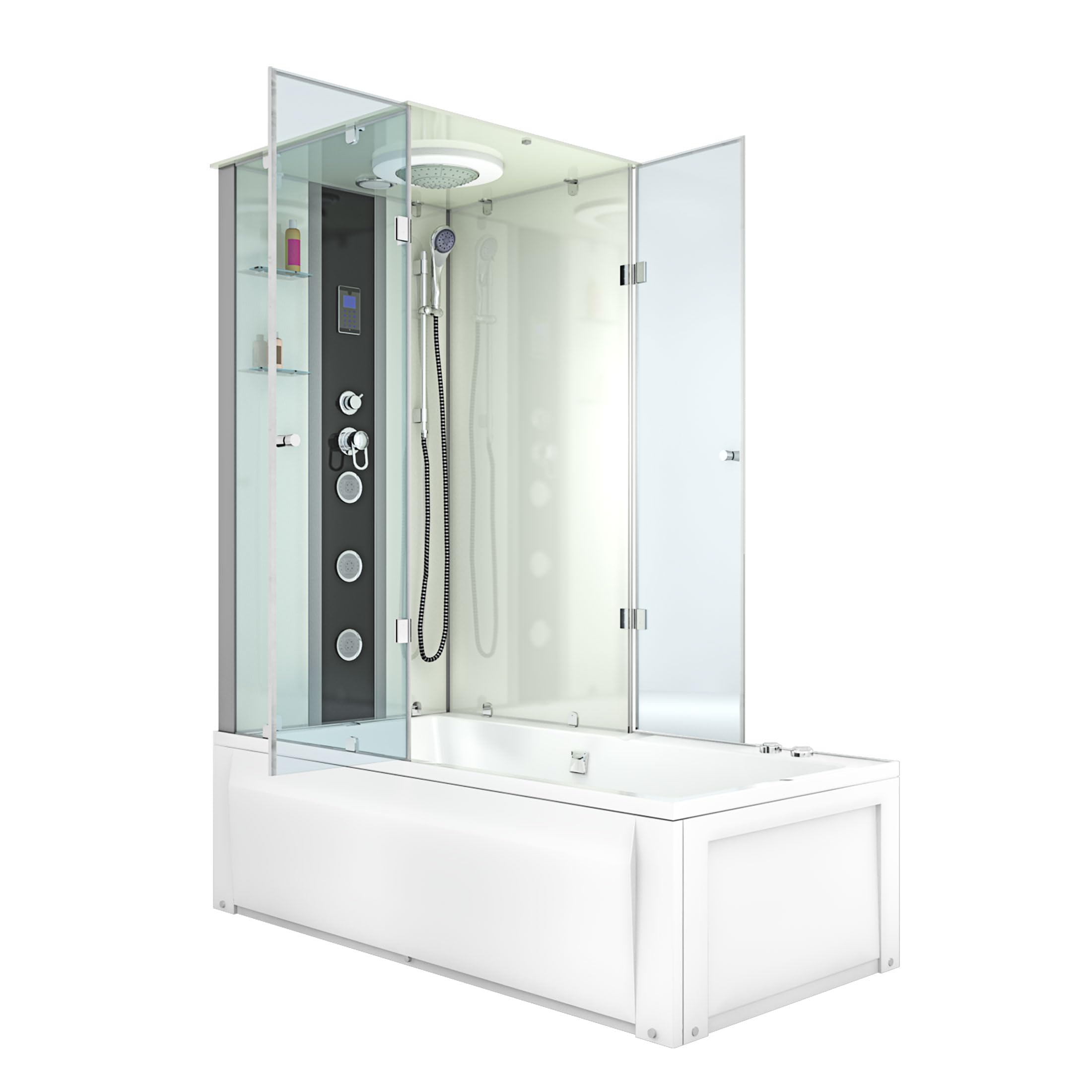 AcquaVapore Whirlpool Dusche Kombination K05-R01-WP-EC Duschtempel 90x180 cm mit 2K Scheiben Versiegelung